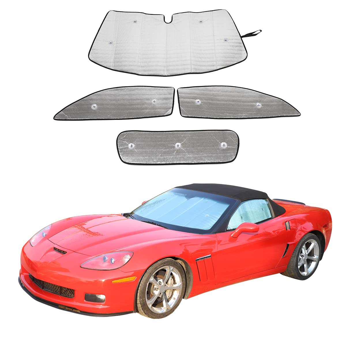 シボレー コルベット C6 2005~2013 専用 サンシェード 車サンシェード 車 全窓対応 遮光シェード 車用サンシェード 全窓ガラス日よけ 全窓用 付着タイプ フロント リア サイド ガラス 車用サンシェード 自動車用 車窓日よけ UVカット 日よけ 日焼け対策 紫外線カッ