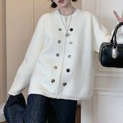 レディース ジャケット ノーカラージャケット 長袖 ノーカラー ボタン おしゃれ かっこいい こなれ感 主役級 とろみ感 ラグジュアリー 無地 秋 冬 韓国 コーデ 暖かい 体型カバー トレンド ビッグ