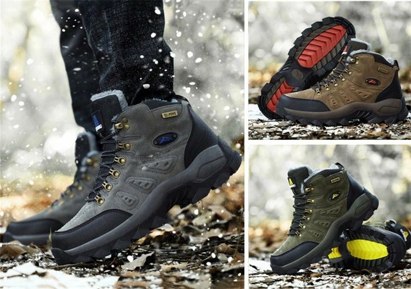 トレッキングシューズ　 登山靴　アウトドアシューズ ハイカット　ハイキングシューズ　普通/裏ボア　２タイプ　ムートンブーツ　スノーシューズ　防寒　ウォーキングシューズ　メンズ　レディース
