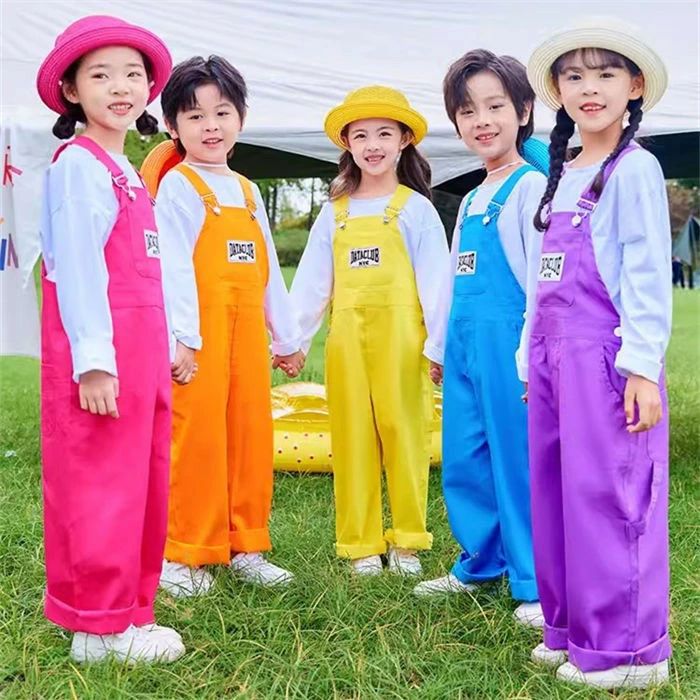 子供用オーバーオールサロペット キッズ学生服 ジュニア運動会用練習着 体育祭ダンス衣装 舞台演出服