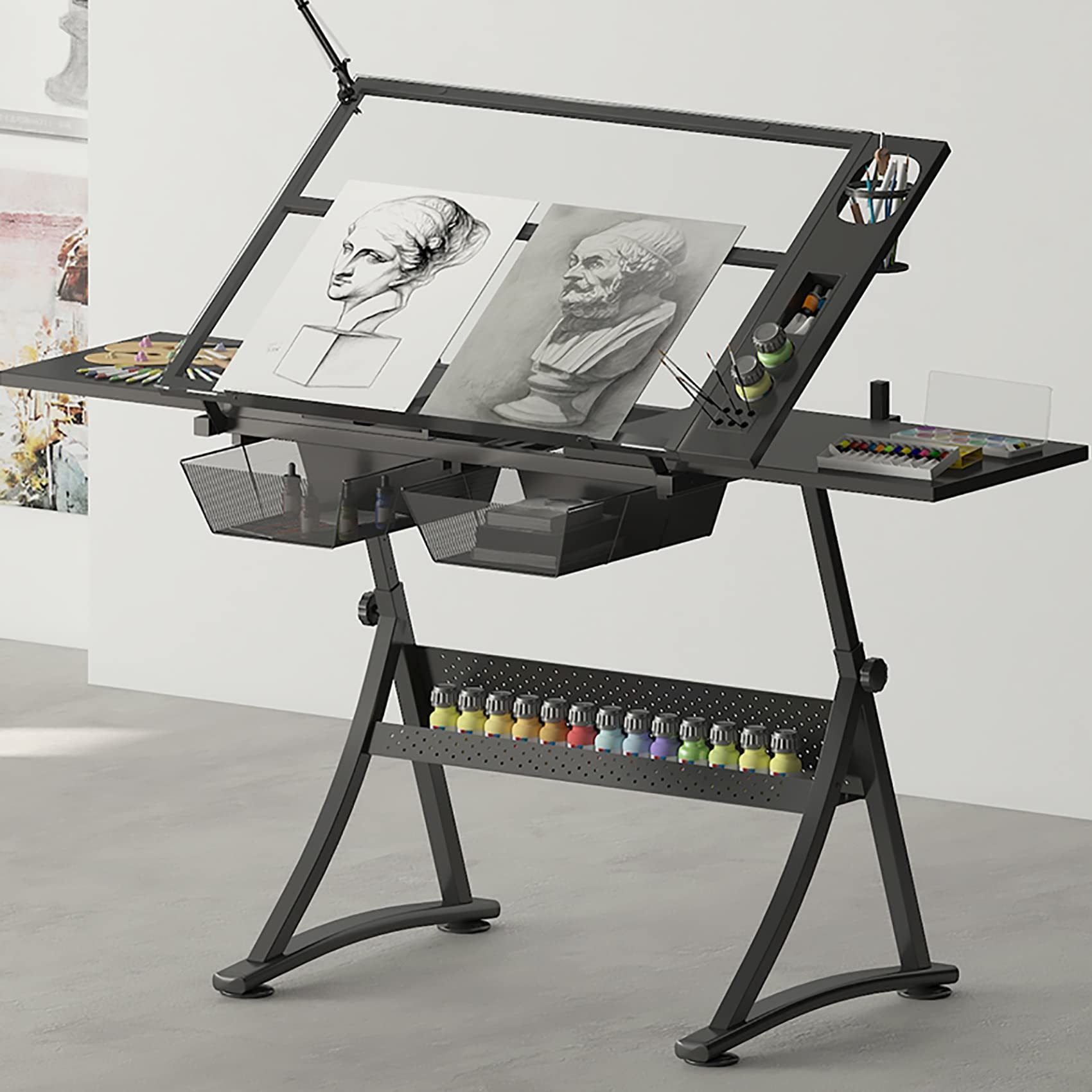 絵図早見表+居敷き+ともし火書き割り 絵図早見表 L126-166*W60*H71~93コマーシャル 多役立つこと機械製図台 進め方