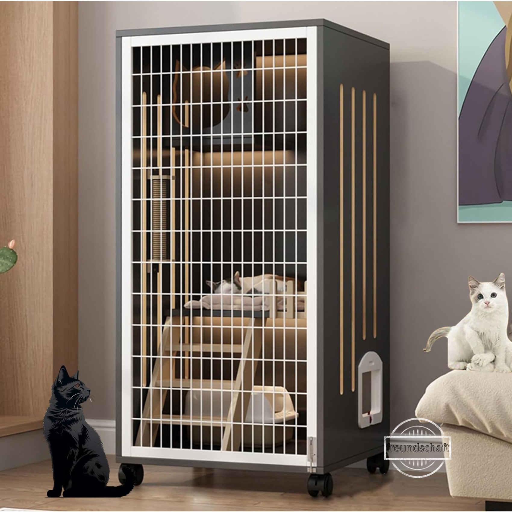 特大猫ゲージ 室内用猫の伏せ籠 diy大面積鉄メッシュ ひな形猫用お手掛け キャットゲージ 逃げ失せる部屋の入り口付き添い人多役立つこと猫用プレイペン、 幅60コマーシャル 高さ150コマーシャル爪とぎ郵便受け付き添い人、拷問台付き添い人民族大移動助けになる易于?装猫用室内用便器、水器、ボンネットどんぶり鉢、手あそびなど、複数形の品目を納めるできます