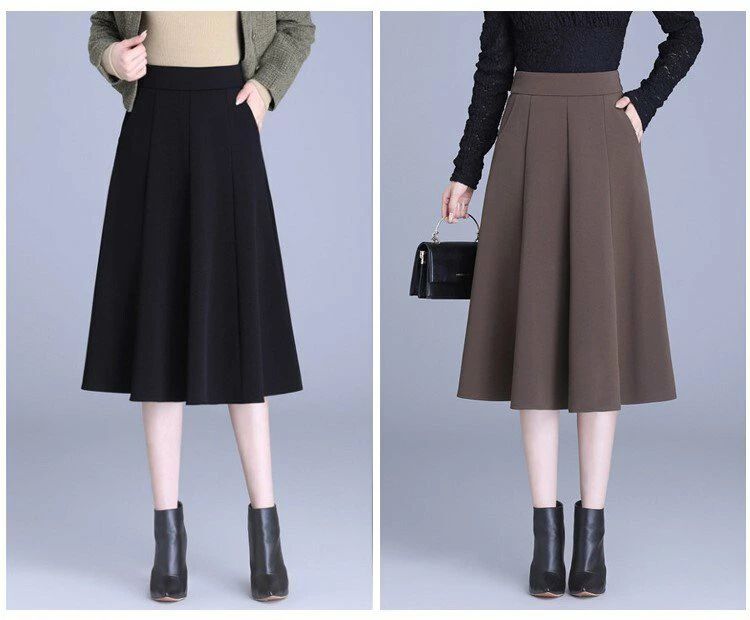 レディース スカート ボトムス フレアスカート ロングスカート 膝下 Aライン 中厚手 大人可愛い きれいめ シンプル 上品 おしゃれ かっちり 都会的 ナチュラル 無地 秋 冬 授業参観 ミーティング