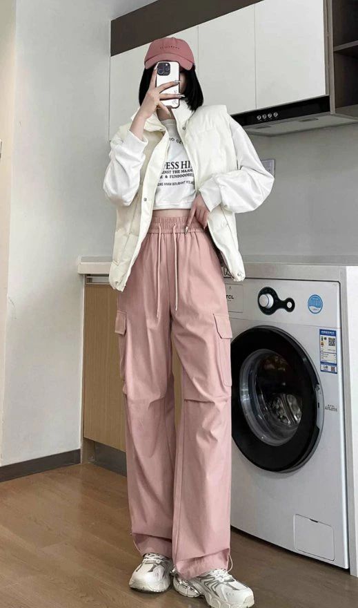 レディース パンツ ボトムス カーゴパンツ フルレングス ワイド もこもこ ポケット ハイウエスト 裏起毛 イージーウエスト ドローコード カジュアル おしゃれ かっこいい ラフ ワーク