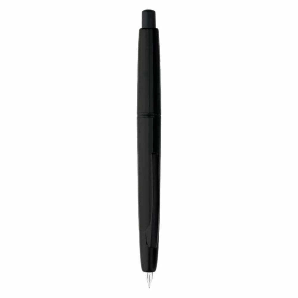 プレス樹脂万年筆 極細ペン先 0.4mm インクペンコンバーター 筆記用 ギフト ブラック (ブラッククリップ)