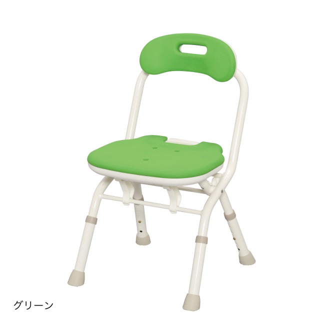 【 折りたたみシャワーベンチ FC グリーン 背付 アロン化成 】施設 介護 福祉 医療 浴槽 浴室 入浴 風呂 お風呂 防止 転倒 予防 椅子 イス いす シャワーチェア 折りたたみ 背もたれ 介護用品 介助 入浴介助 高さ調節 青 コンパクト