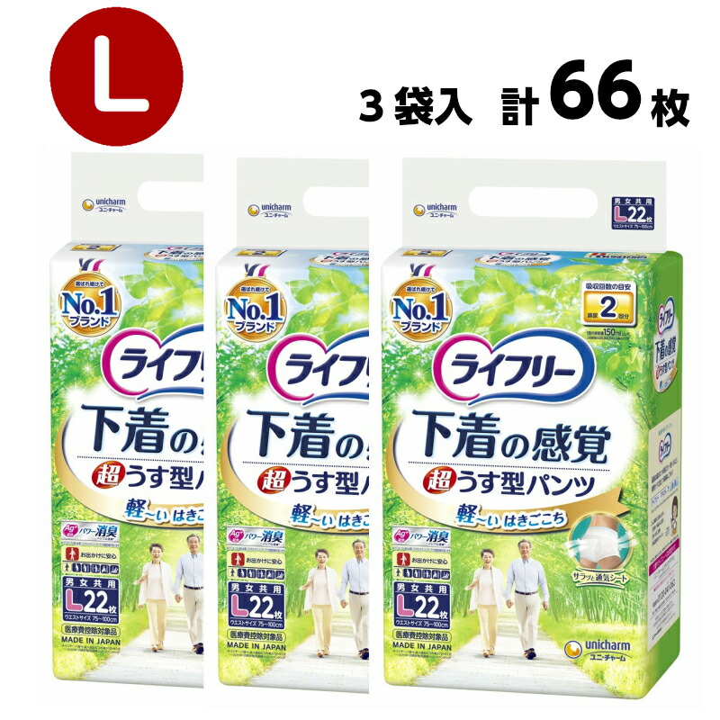 超うす型!サラッと通気! 成年者用 紙おむつ 薄型 立ち小便2回分 通気 消臭 はくズボン下 L大きさ 22枚 66枚 取っておく 併設 介護 恩恵 介護装置 年がしら 老いらく者 在宅介護 看護 成年者 オムツ 御襁褓 うす型ズボン下 お出掛け 1箱 【 ライ無償性 超うす型下着類感覚的な体験ズボン下 L 3袋 1容れもの 】