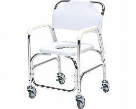 シャワーキャリー アルミシャワーチェア スチール製後輪ダブルストッパー TY535E 幅56.5×奥行63×高さ88cm 日進医療器 シャワーいす 風呂椅子 キャスター付き 高齢者 介護用品 お年寄り 老人 シニア 病院 老人ホーム デイサービス 福祉施設 入浴介助 介護