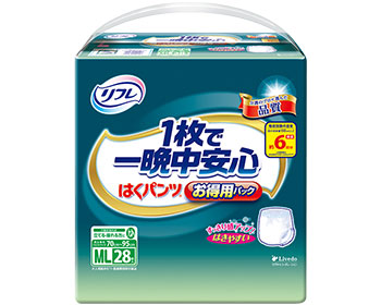 紙パンツ おむつ 大人 リフレ はくパンツ1枚で一晩中安心 お得用パック ML 28枚×3袋入り 17605 リブドゥコーポレーション │ 大人用 紙おむつ オムツ パンツタイプ 高齢者 介護 ケース販売 まとめ買い 病院 施設 老人ホーム デイサービス