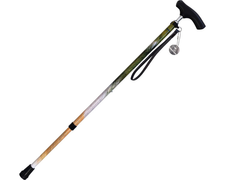 杖 杖介護 伸縮式 ステッキ おしゃれ ワンダーワーカー伸縮ステッキ （長さ66～93.5cm） 66-B01 島製作所 │ つえ ステッキ おしゃれ 伸縮タイプ 歩行補助 高齢者 介護用品 プリント柄 野鳥 お年寄り 老人 シニア 歩行サポート 細型ネックタイプ 握りやすい SGマーク取得商品