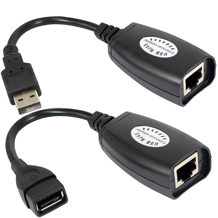 USBエクステンダー USB2.0→RJ45→USB2.0 最大約50mまで LANケーブルで延長 USB延長変換アダプター  USB2.0LANケーブル延長アダプタ ドライバ不要 USBEXLAN40｜ファンライフ楽天市場店