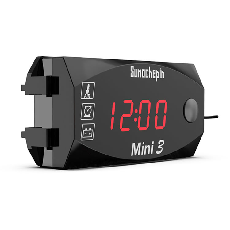 楽天市場 バイク用デジタルメーター 電圧計 温度計 時計 3in1 防水 防塵 Ledインジケーター赤 ボルトメーター ツーリング 旅行 12v車専用 Lp Smc3in1 ライフパワーショップ楽天市場店