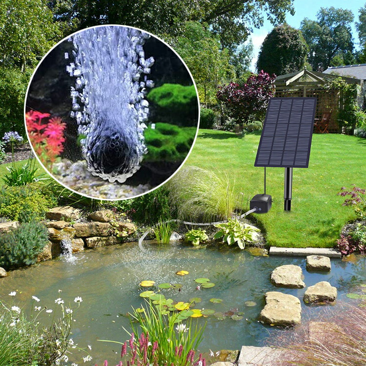 市場 エアーポンプセット 酸素ポンプ ソーラーパネル給電式 静音設計 経済的 電源不要 2 5w