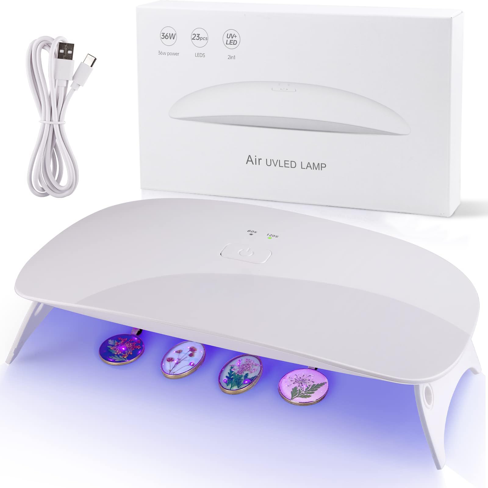 UVともし火 レジン用 36W UV \u0026amp; LED 照明ランプ レジン用 UVともし火 固くなるともし火 レジン ジェルネイル 折りたたみ タイマー備え付ける可 USB