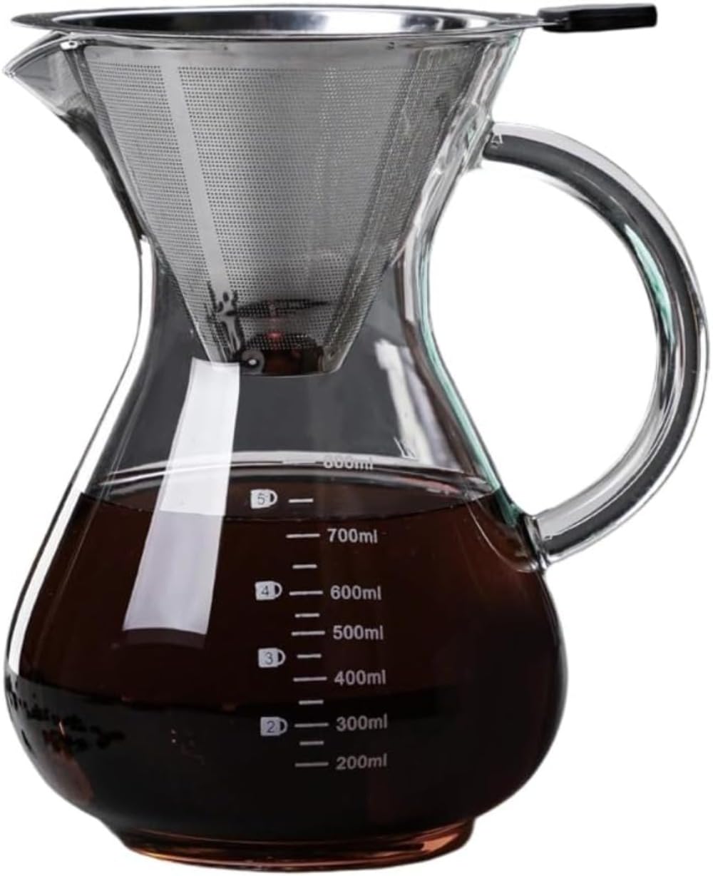 Ladfrol 調査報告受け答え、コーヒーポット、弱火暖める、ドリップ式コーヒーポット、再当て嵌める能力のあるなステンレス鋼、二重メッシュ、耐熱硝子、陰電子領域当て嵌める、食器洗い機、配秤能力のある、分かちあうポットドリップコーヒーカップ (800ml) [並行輸入品]