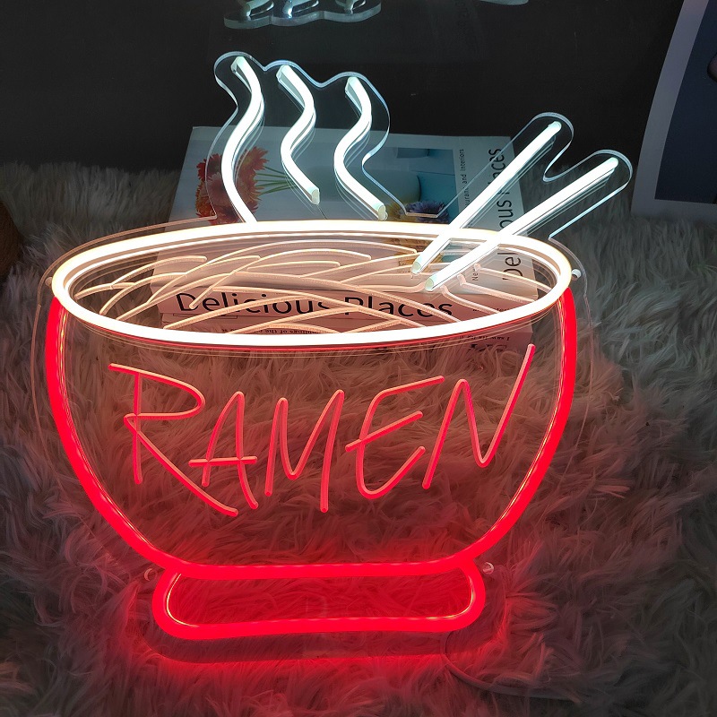 楽天市場】LED ネオン看板 オープン/ラーメン 23.3×43.3cm リモコン付