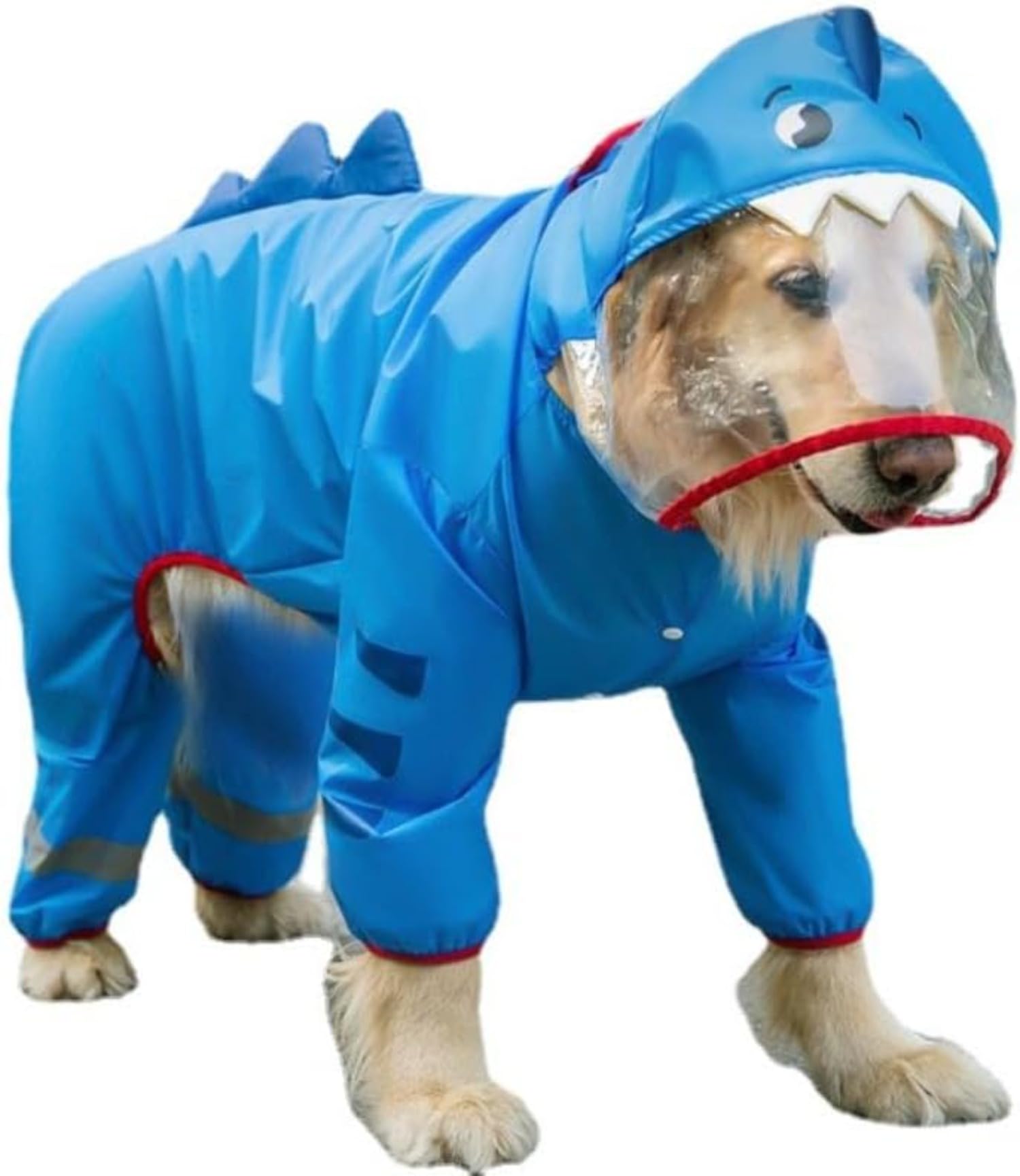ゴールデンレトリバー大型犬雨合羽中大型犬四本足雨合羽オールインクルーシブ雨ふり服ラブラドールペットポンチョ (青色,5XL)