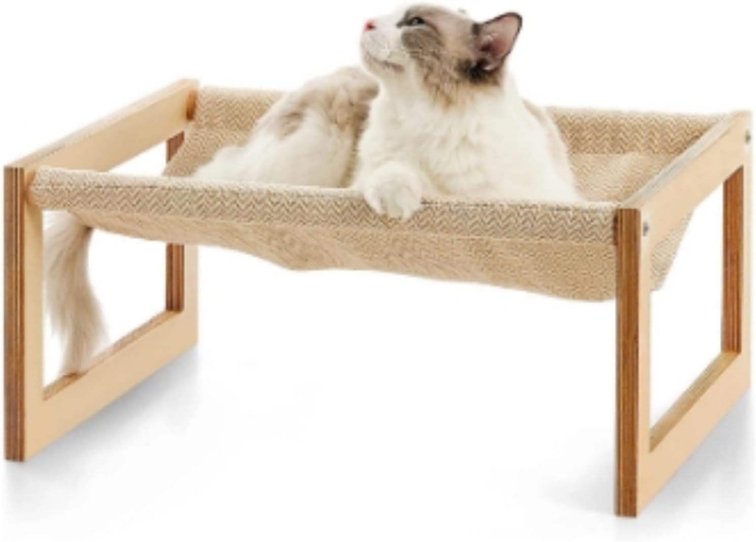 木製 猫ベッド フレーム 据え置き式 猫ハンモック 猫・犬用 取り外して洗える 休息ベッド 猫ハウス ウッドペットベッド (ナチュラル)｜LIFE QUEST