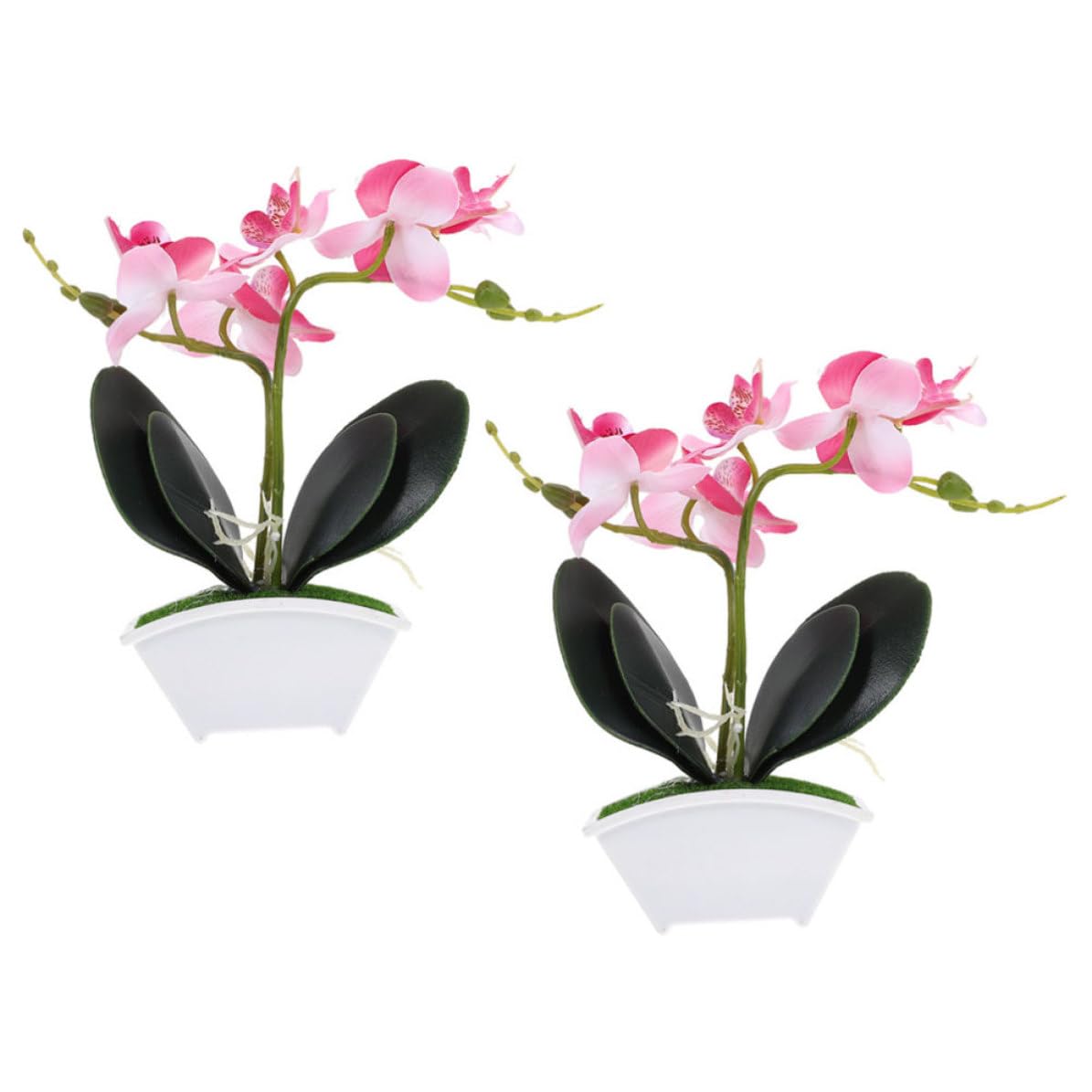 ST 真っ赤夢見鳥蘭造花鉢植え プラ製絹地原料品当て嵌める精神的な統合飾り気の無い ミニマリスト柔らかいな青写真の室内かざり付けるや御芽出度 活動写真小道具に至適 2個仕掛ける