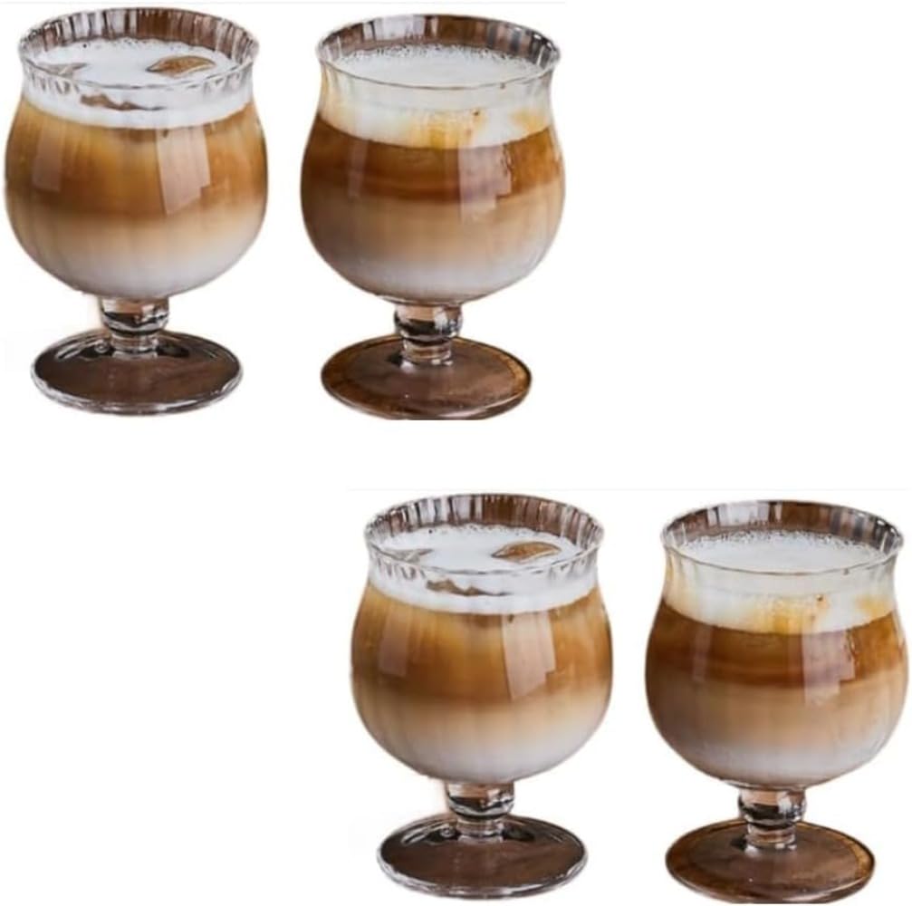 Ladfrol 素晴らしい脚付水呑み 杯 耐熱硝子 ぶどう酒水呑み ブランデイ水呑み 紅茶優勝杯 陰電子範囲 ありの実書き割り ビアマグ カフェラテ水呑み 澄み切った硝子優勝杯 生あたたかい水もの用 パフェ 乾荒原 も 赤ちょうちん 茶店 飲食店 (4つ) [並行輸入品]