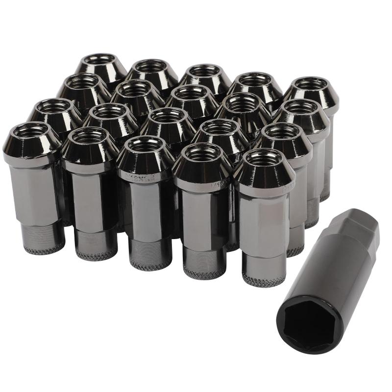 M12 x P1.5 高さ48mm スチール製 ホイールナット タイヤナット レーシングナット ホイールロックナット 20個セット 貫通ナット カラーナット 盗難防止 ロックナット 専用ソケット付き｜LIFE QUEST 6,043円
