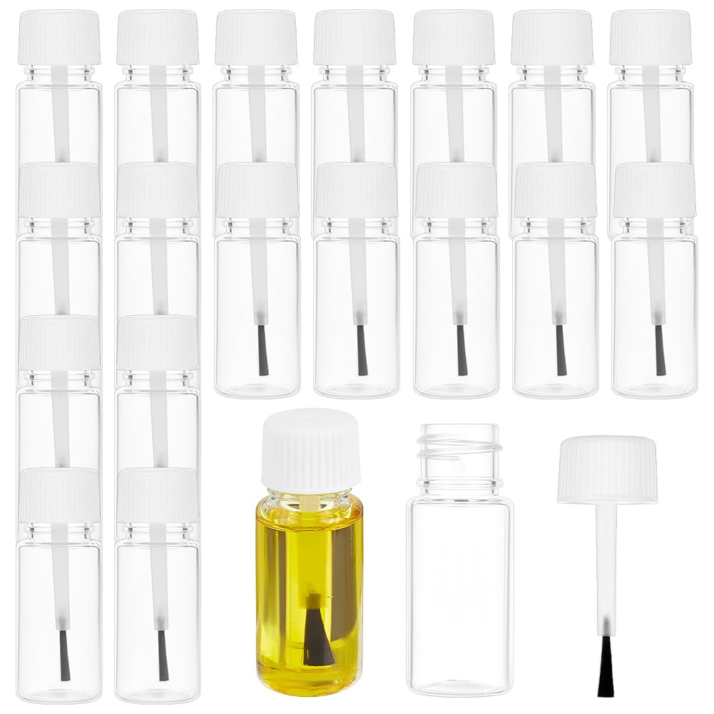 R 20個仕掛ける10ml マニキュア瓶 小分け瓶 毛はらい付き添い人 詰め替え入れもの ネイル入れもの レジン ネイル 絵の具 流動物 かざり付ける品 分装瓶 旅する納める 59*22粍 真っ白い蓋