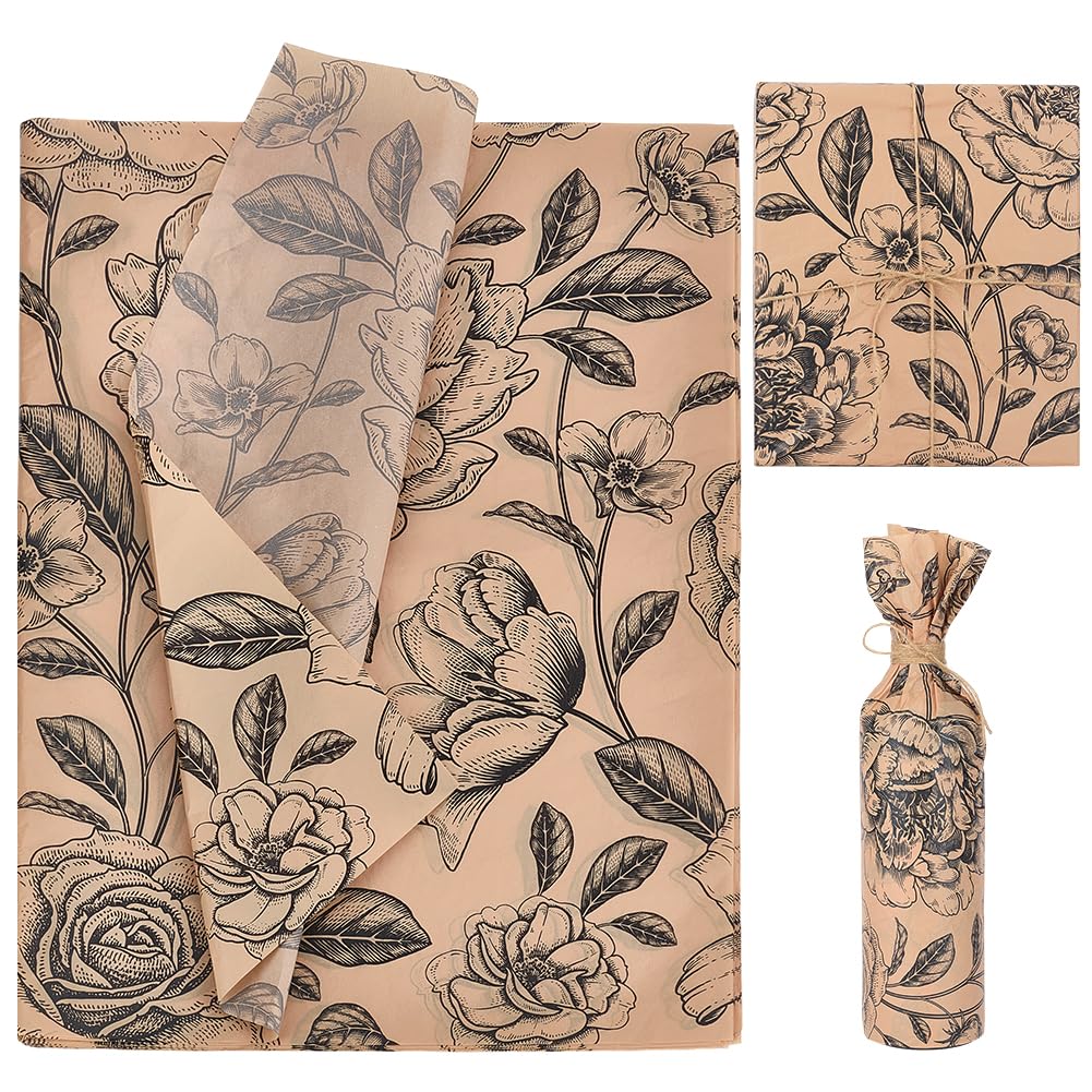 R 150枚 吉野紙 50x35糎 荷拵え紙 ラッピングペーパー レトロな花柄 差し上げ物荷拵え 差し上げ物 手芸DIY用 荷拵え材 ラッピング材 掛け紙、不死化日 母の日 差し上げ物 DIY手工芸品に至適 カーキ