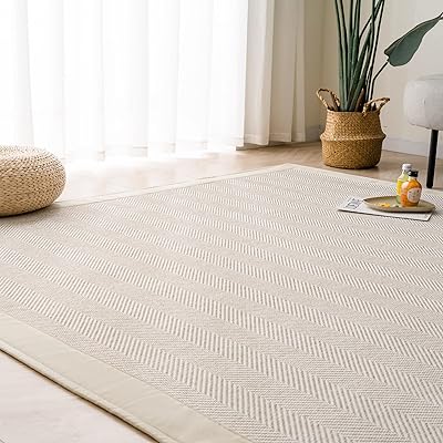 ラグ カーペット 春 夏 185x235cm 3畳 ラグマット ヘリンボン柄 北欧 じゅうたん 無地調 幾何学模様 床保護 防音 リビング 滑り止め オールシーズン適用 安心素材 ベージュ BSJ040-L-BE|LIFE QUEST