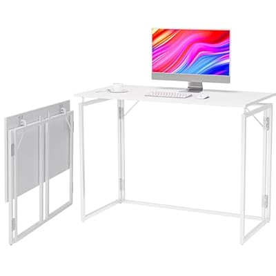 折りたたみテーブル コンパクト デスク 完成品【組み立てあ簡単 】 耐荷重60kg 省スペース僅か6cmの薄さ オフィスワークテーブル パソコンデスク 木製 ゲーミングデスク 在宅勤務 折りたたみ 机 (ホワイト, 30インチ)|LIFE QUEST