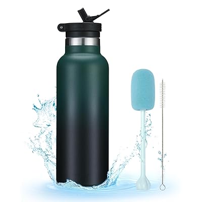 保温 保冷 SUS316 麦わら 吸い筒 500ml お水瓶 無意味さ断熱 ステンレス鋼 魔法瓶 軽さ 持ちはこぶ 手抜かり押しとどめる 瓶 グラデーション 無光沢 コップ 運動競技 アウトドア 山登り用 難民キャンプ 駈けっくら 緑であること＆黒いこと