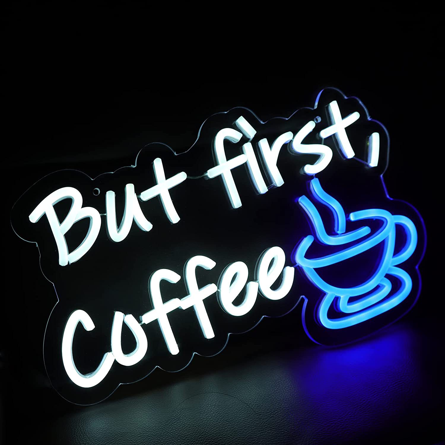 「1」But First Coffee ネオンサイン 珈琲赤ちょうちん 赤ちょうちんかざり付ける レストランリビングルーム 喫茶店のLEDともし火 USB（65糎*48糎）