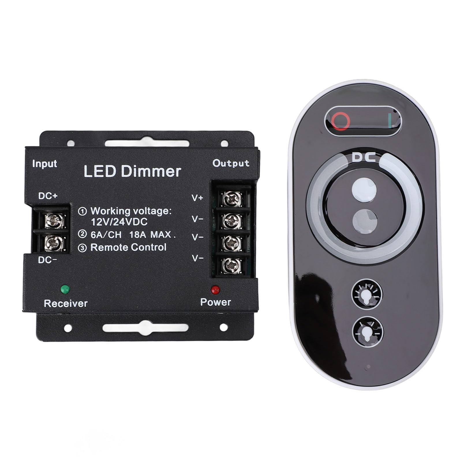 ochun LEDライトストリップ調光器、RFリモコン付き無段階PWM調光コントローラー、12V~24V LEDストリップライト用の明るさ調整可能|LIFE QUEST