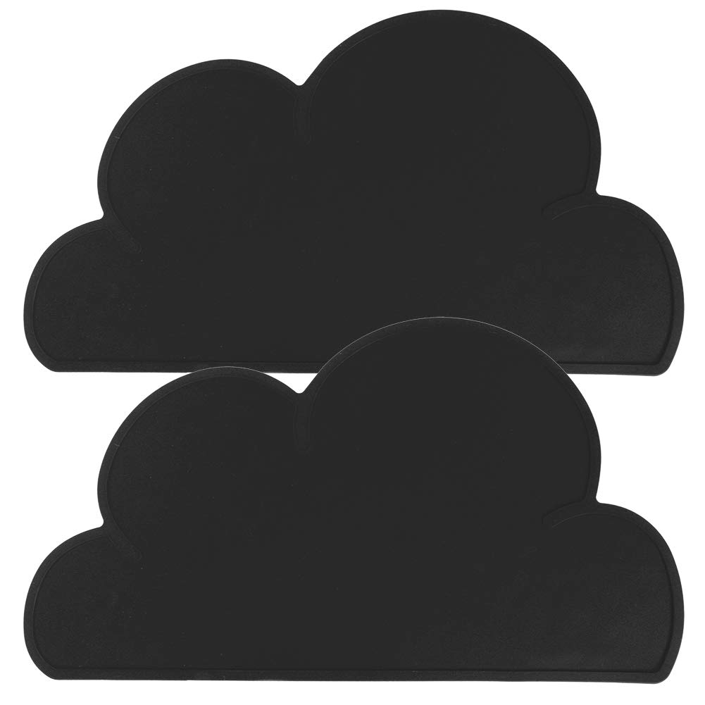 ochun 2個赤ちゃん用クラウドシェイプ雨合羽断熱喰らわせるプレートプレースマット、非病原性シリコンスマット、御坊っちゃんとうしろ帯用、グ、サクラ色、黒いこと、青み (黒)