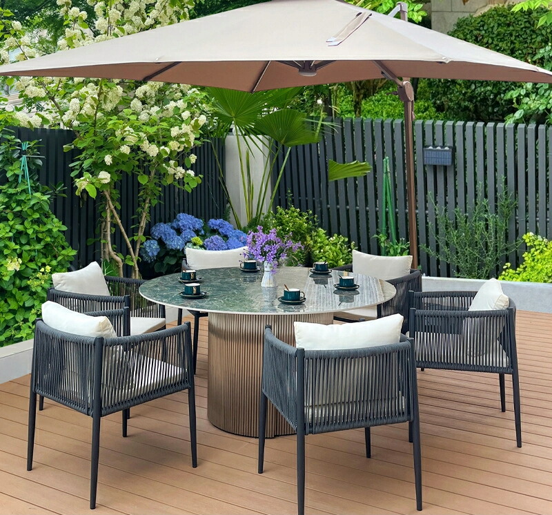 楽天市場】天然石6人掛けテーブルセット(紺色系)イス6個付き