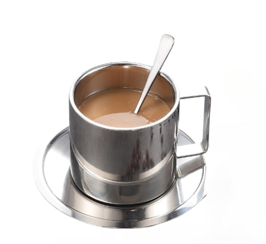 Ladfrol 304ステンレスコーヒーカップ ミルクティーカップ どんぶり鉢 ダブルウォール保温 漏斗と紅茶優勝杯を含む3点書き割り 珈琲製造会社 (A,280ml) [並行輸入品]