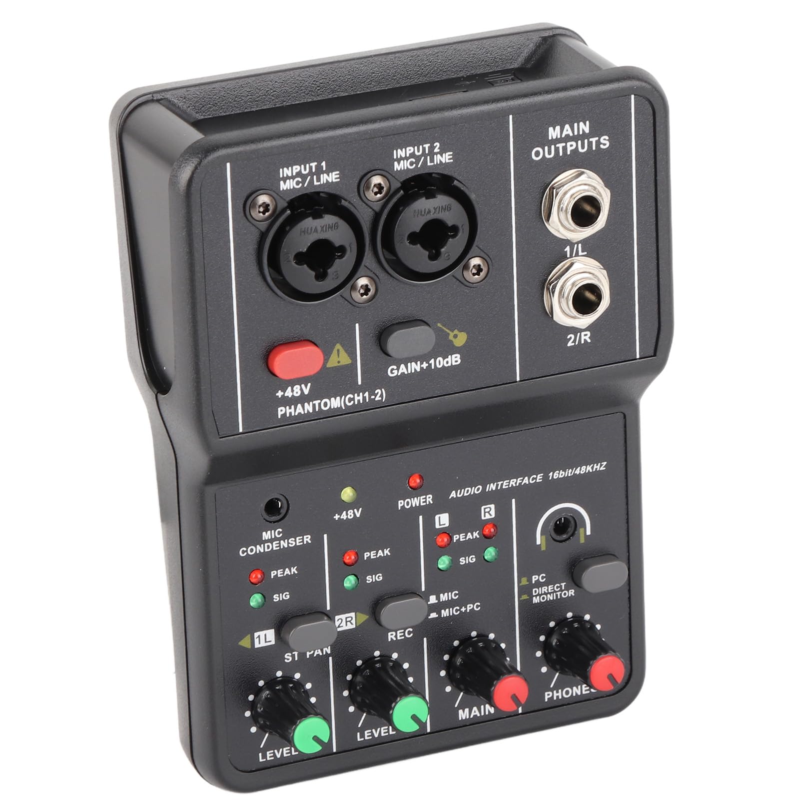 2通信路オーディオ、USB、48 V、ファントムフィード、快い音吹き込み用のコンパクトサウンドミキサー、老人ホームカラオケ、サイバー空間カラオケ