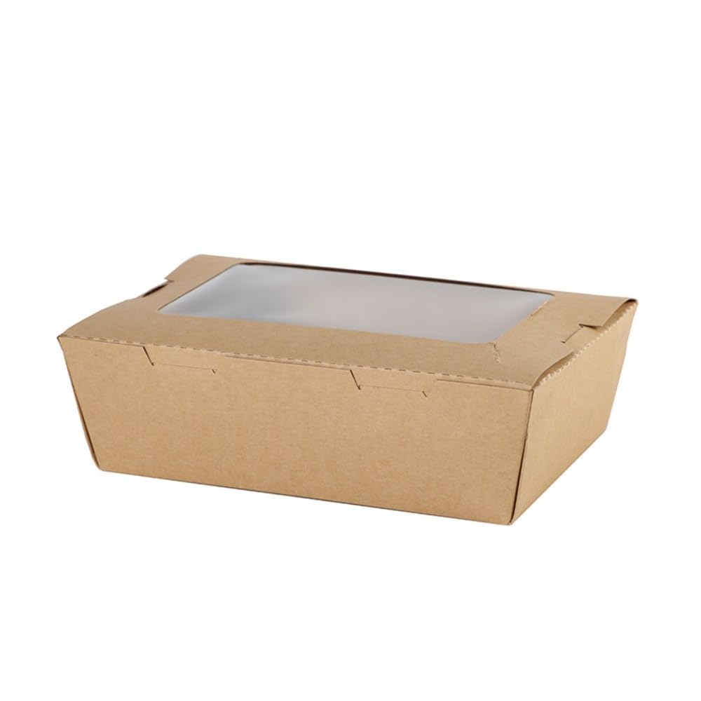 Ladfrol (50個入り口・入口)手工芸品紙箱、使い捨て昼御飯ボックス席、コンポスト化能力のあるな生腐蝕性で周囲の状況に分かりやすい食料雑貨類入れもの、膳立て済み食料雑貨類用の窓付き添い人防油テイクアウトサラダボックス、持ち帰り、サラダ菜、食料雑貨類荷拵え、テイクアウト用荷拵え箱 (700ml) [並行輸入品]