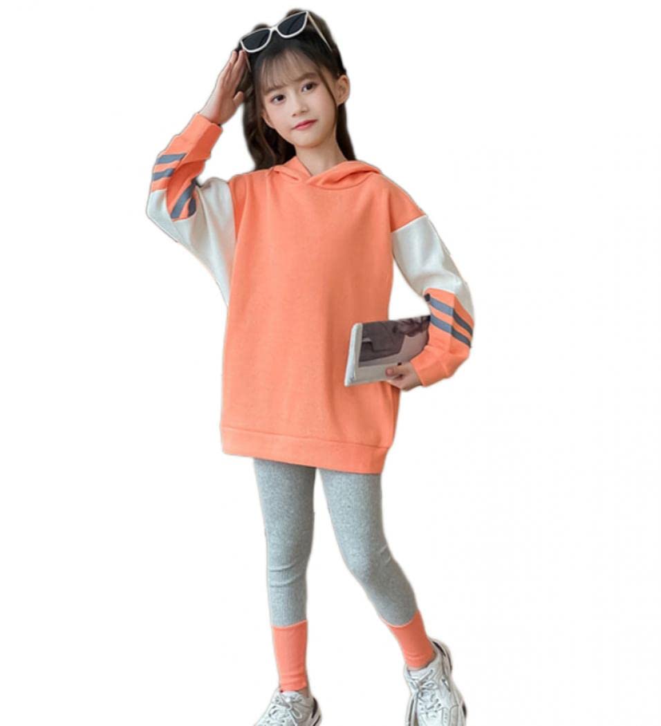 子供服 女の子 ジャージ 2点セット キッズ服 ゆったり 長袖 フード付き パーカー ロングパンツ スウェット トレーナガールズ ズボン セットアップ ジュニア スポーツウェア カジュアル 普段着 運動着 春秋 (160cm)｜LIFE QUEST