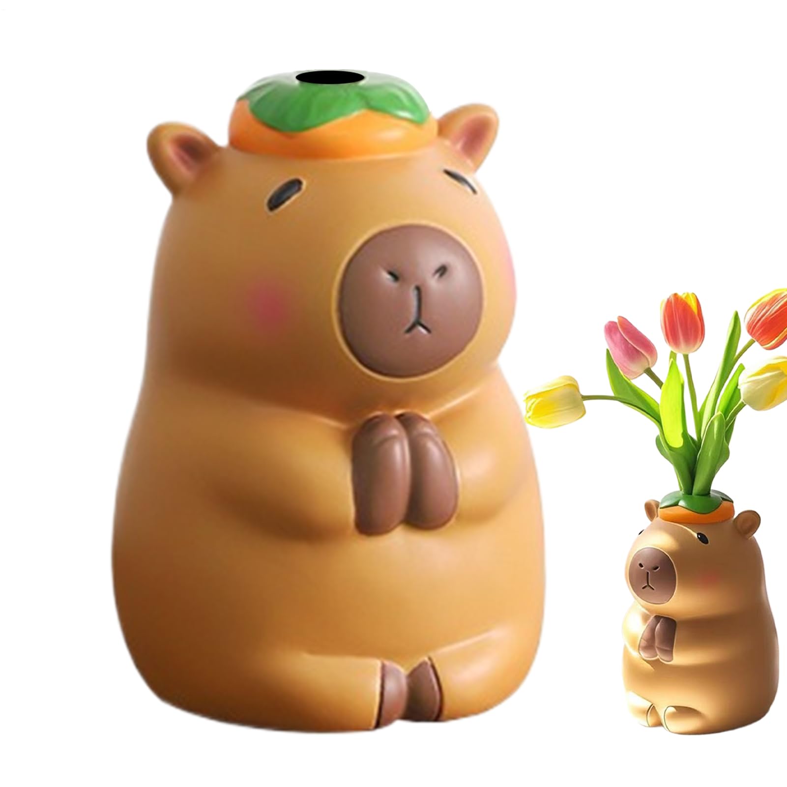 キュートな花の花立て - シングルステムベース,カピバラ飾りつけ 観葉草木ポット 寄りあいちゃぶ台リビングキッチンインテリア 臥し所見せびらかす