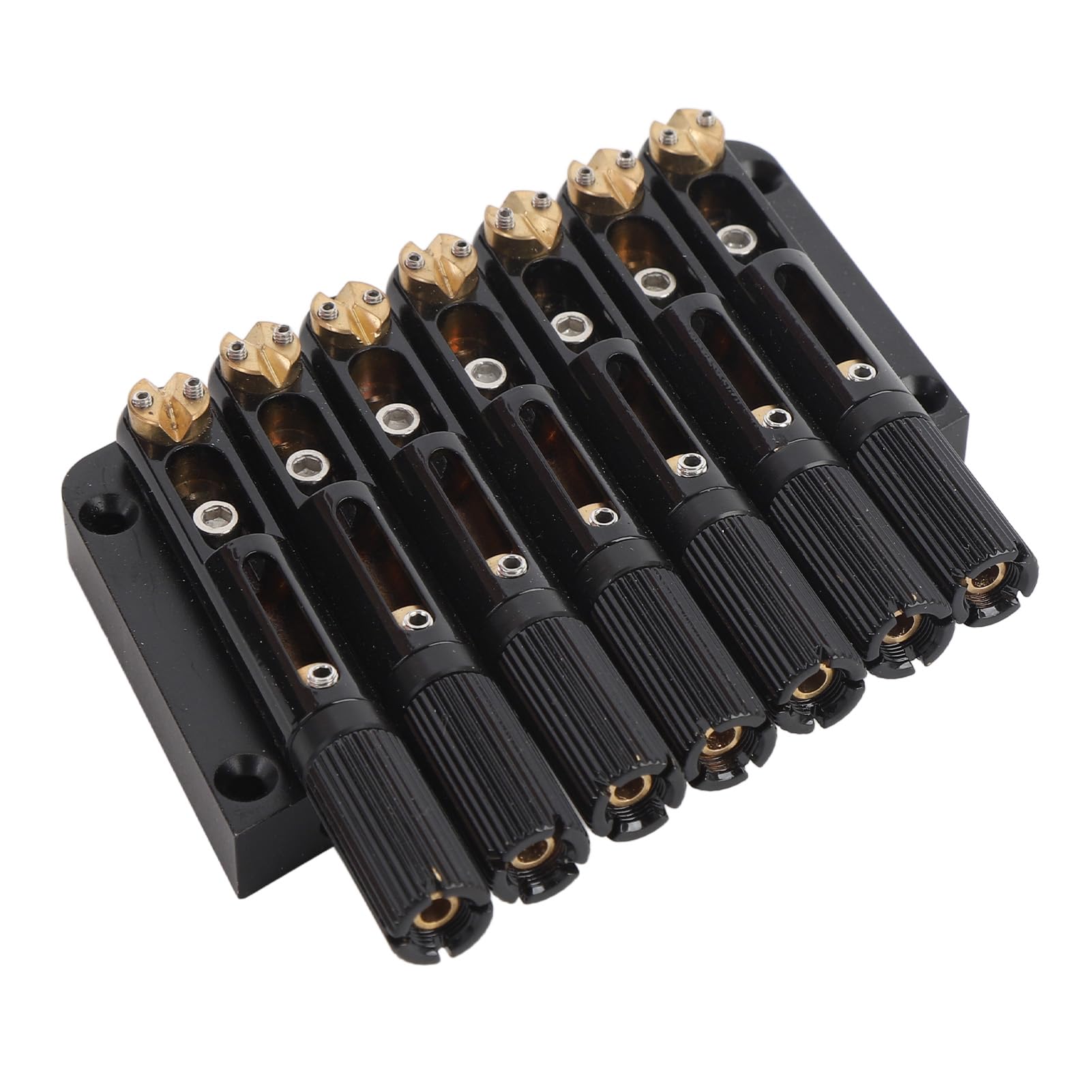 J-ouuoHeadless Bridge Replacement Black Color 7 Strings Alloy Steel and Brass Headless Electric Guitar Bridge (アロイ鋼 +金管楽器2)