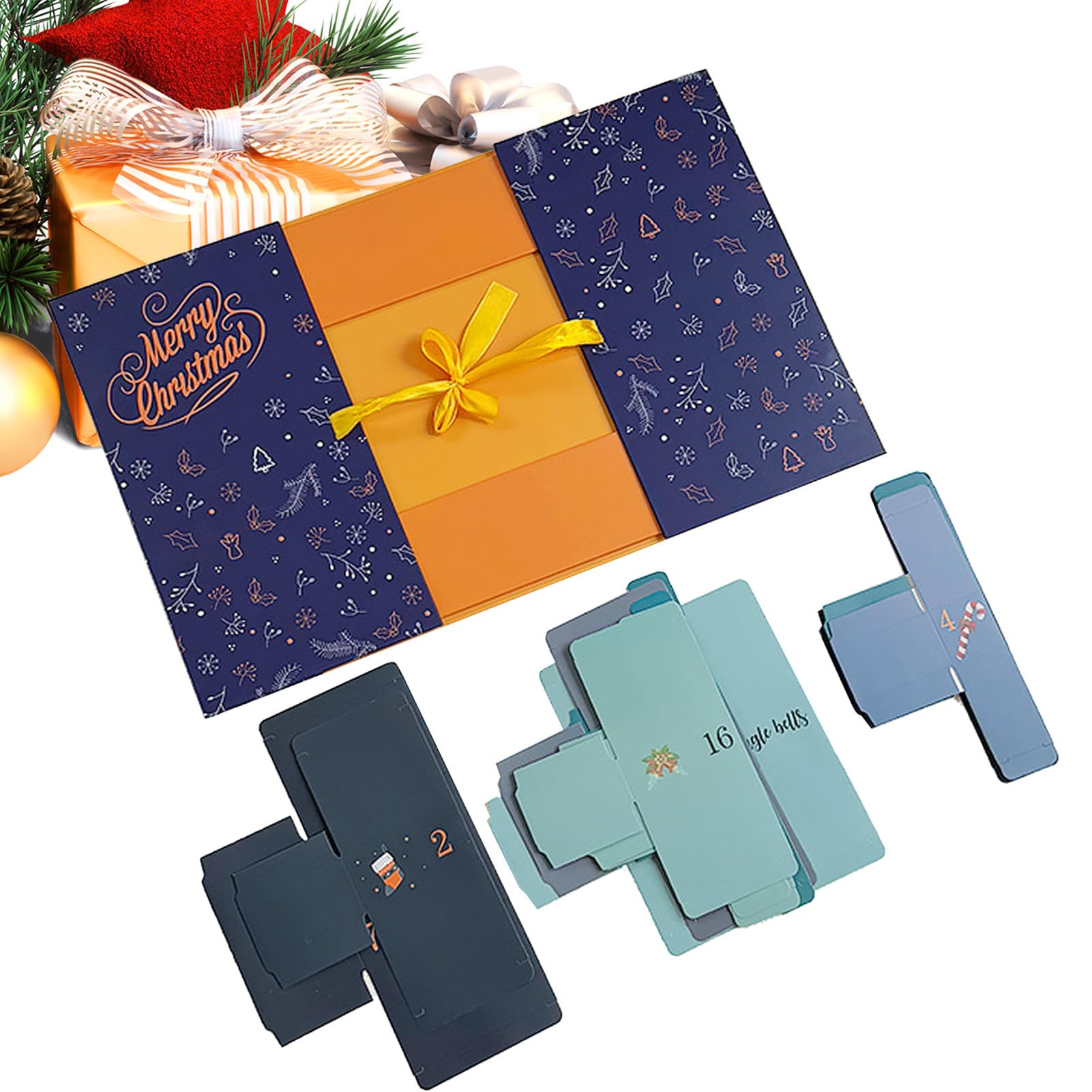 OneV FT 空のカウントダウンボックス席,24昼日なかのクリスマスカウントダウン空箱,盛りだくさんな形の折り畳み能力のある入れもの | 時節向けジュエリーチョコレートヌガーキャンディ小さな遊び道具電話機ダン用