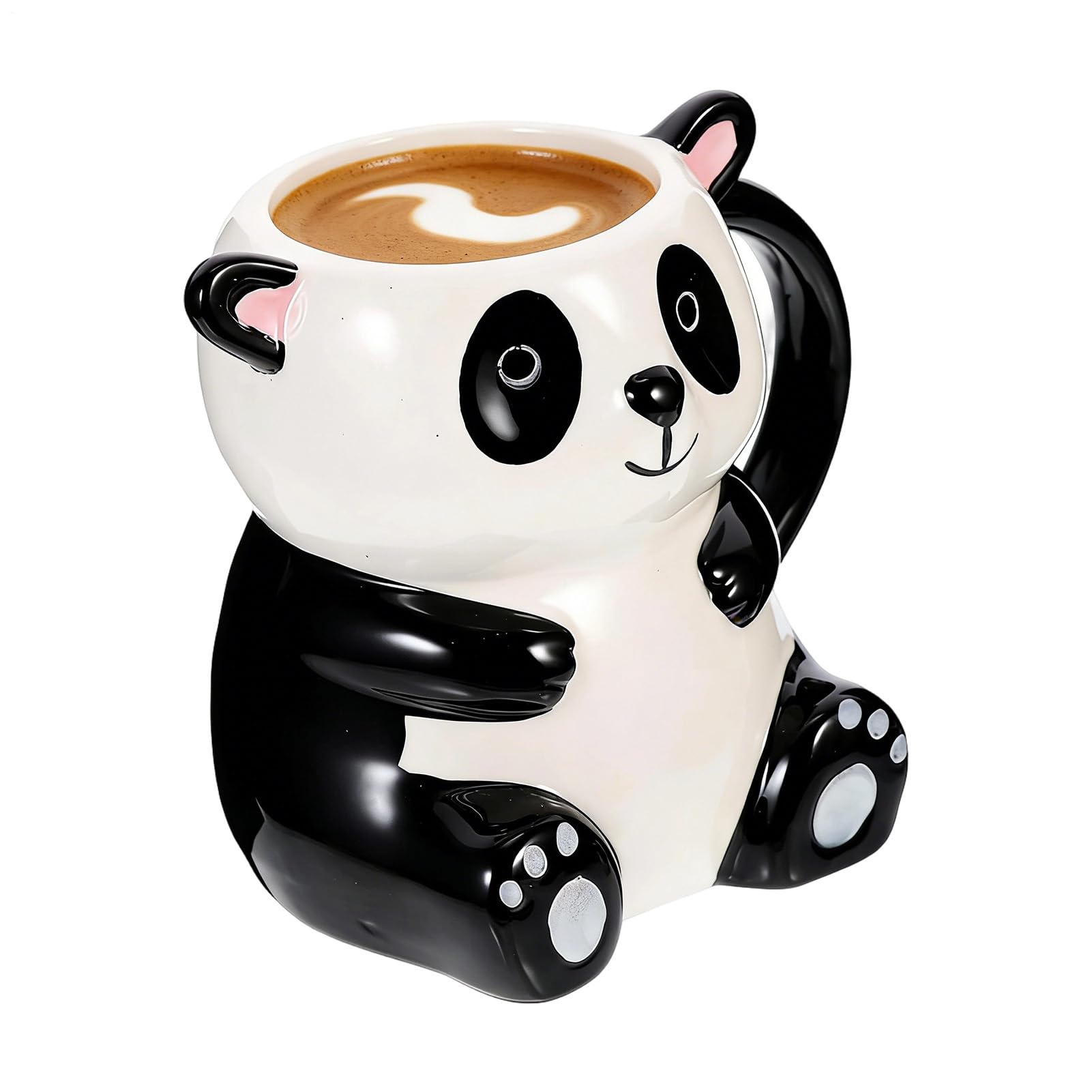 パンダ セラミック マグ - 500ml コーヒー ミルク カップ、楽しいノティ ドリンクウェア |カプチーノ、ココア、ワイン、ジュース、ビール、キッチン、カフェ、レストラン、自宅、誕生日プレゼント、キッチン用品、飲料容器、ギフトアイデアに最適です。|LIFE QUEST