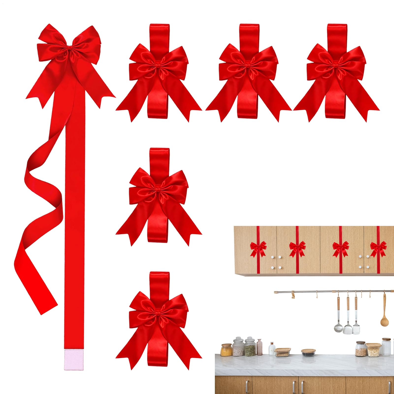 収納家具用クリスマス洋弓 - 6個 赤 緑 大型 - 収納家具シュロの葉 クリスマス飾りつけ - 記念日寄りあい用 借り受ける 向こう正面部屋の入り口 窓 壁