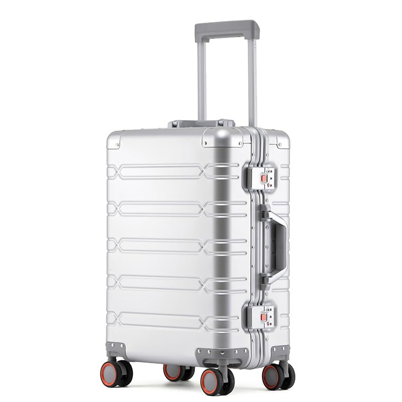 [SAQIANRE] 旅行バッグ 持ちはこび容れもの 取りひろげる役立つこと付き添い人 機内持ち込み 軽さ キャリーバッグ 耐衝撃 大静電容量 静音 ダブルキャスター TSA鍵を掛ける 外国で 旅する 商行為 出張 (しろがね色,S-36L-35x23x55珊)