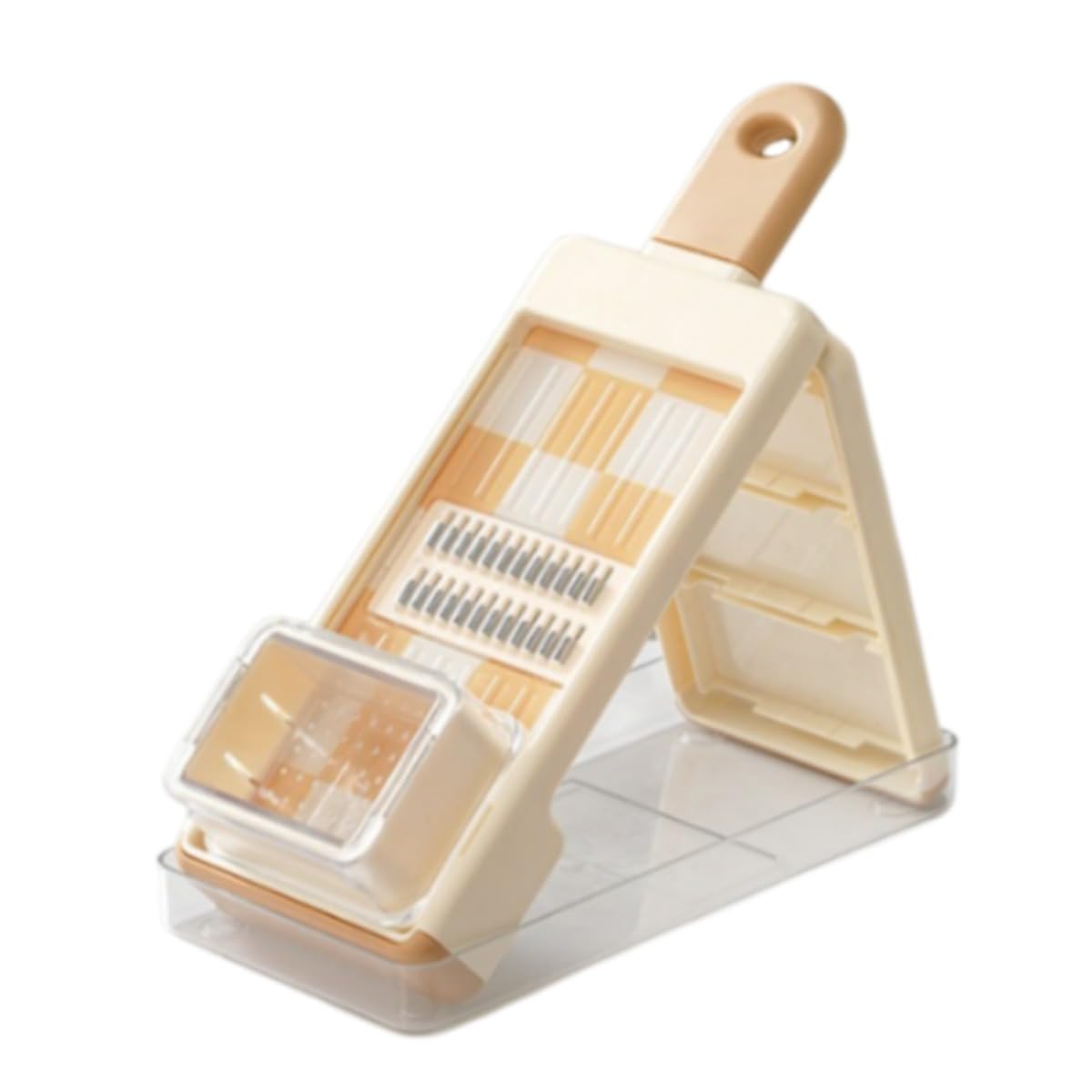 Fiozweaこの使い分かりやすいポテトシュレッダー兼多役立つこと草片スライサー／大根役者シュレッダーは、折りたたみ式で刃が内蔵されています。防真菌性、耐腐食性に優れ、食料雑貨類にも安全性のあるです。 (オレンジ色色,10.5*29コマーシャル)