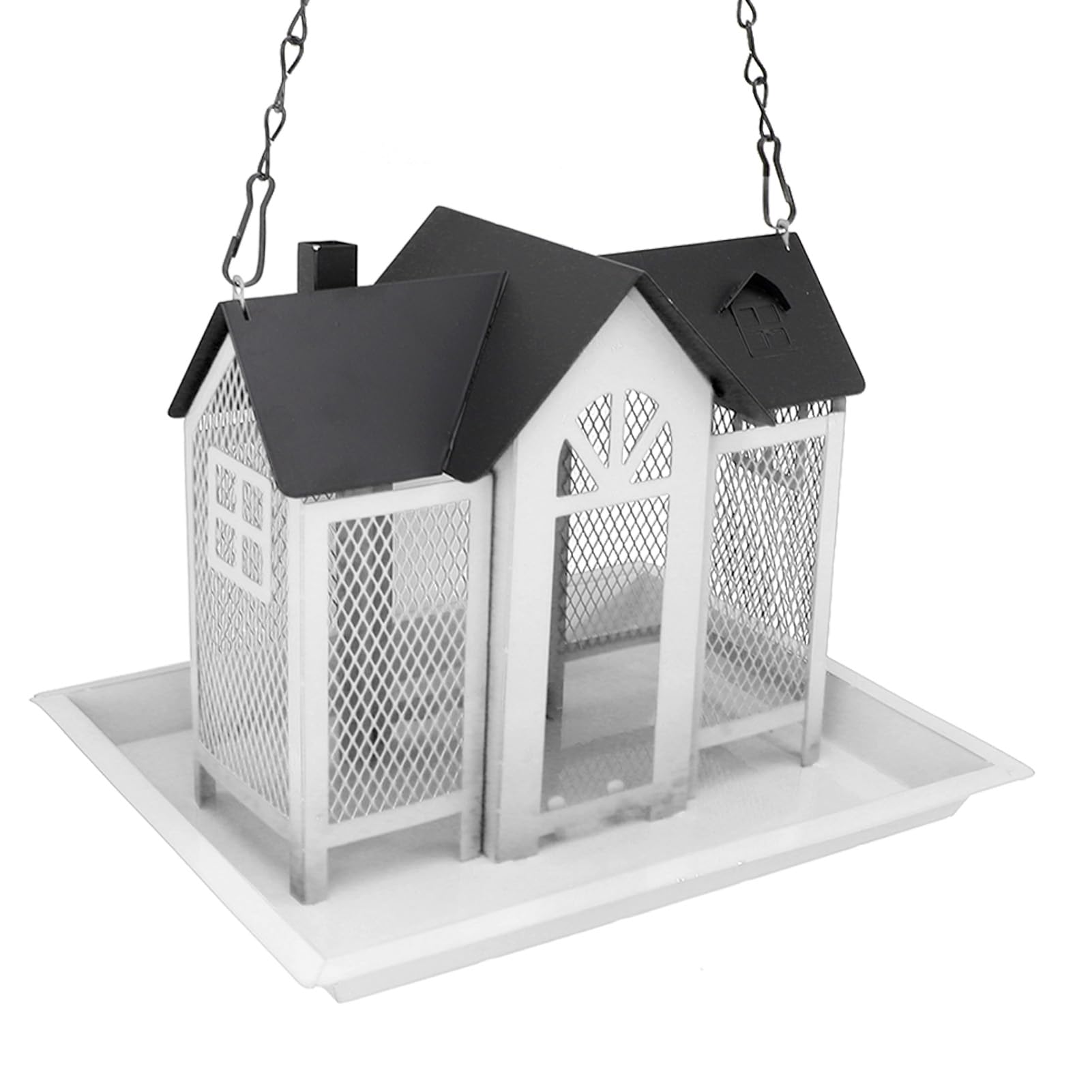 J-ouuoBird Feeder House for Outside Mesh Wild Bird Feeder Large Capacity Weatherproof Bird Feeding Station Hanging for Garden Yard Squirrel Proof (鉄2)
