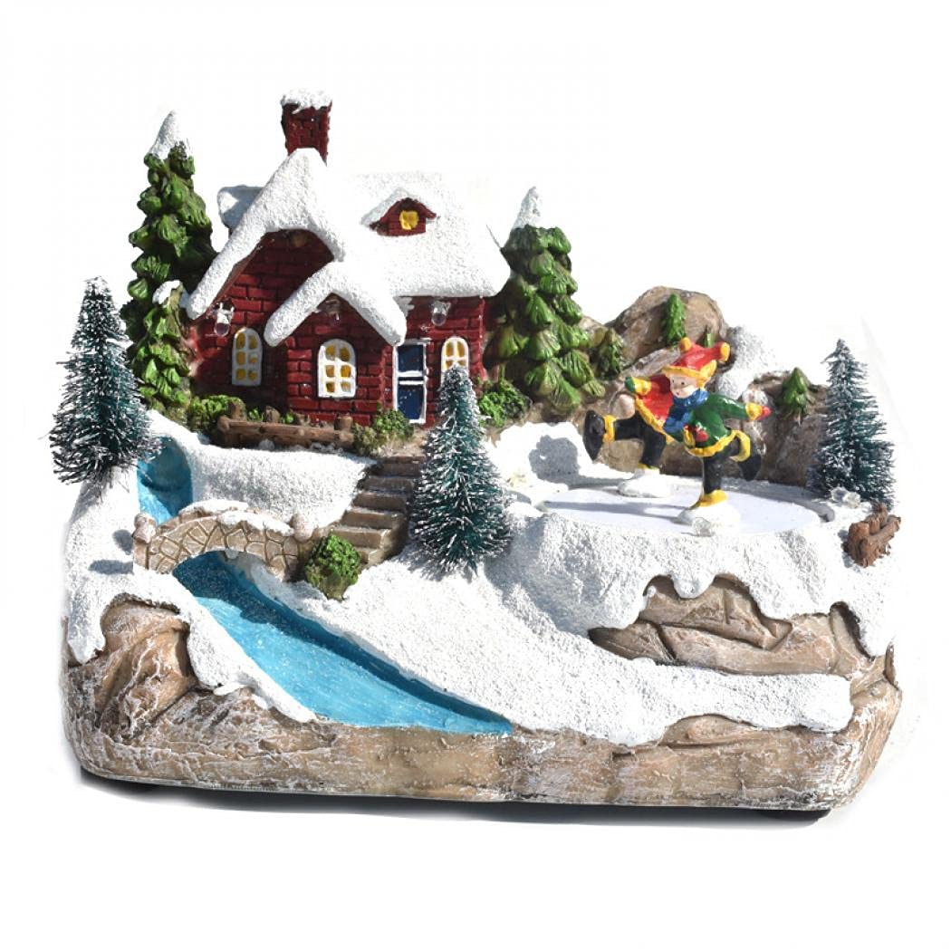 YWOLF クリスマスオーナメント クリスマス飾りつけ クリスマス一こま 細密画住み家 LED点火装置 ひな形 冬の村 飾りつけ 差し上げ物 卓上 飾りつけ 脂 好いたらしい 佇まい造営 (A)