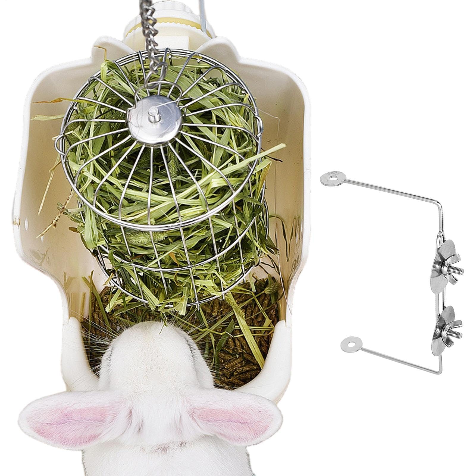 ウサギ用干草フィーダー, ステンレス製干草ラック, 小動物用牧草ディスペンサーボウルフィーダー|LIFE QUEST