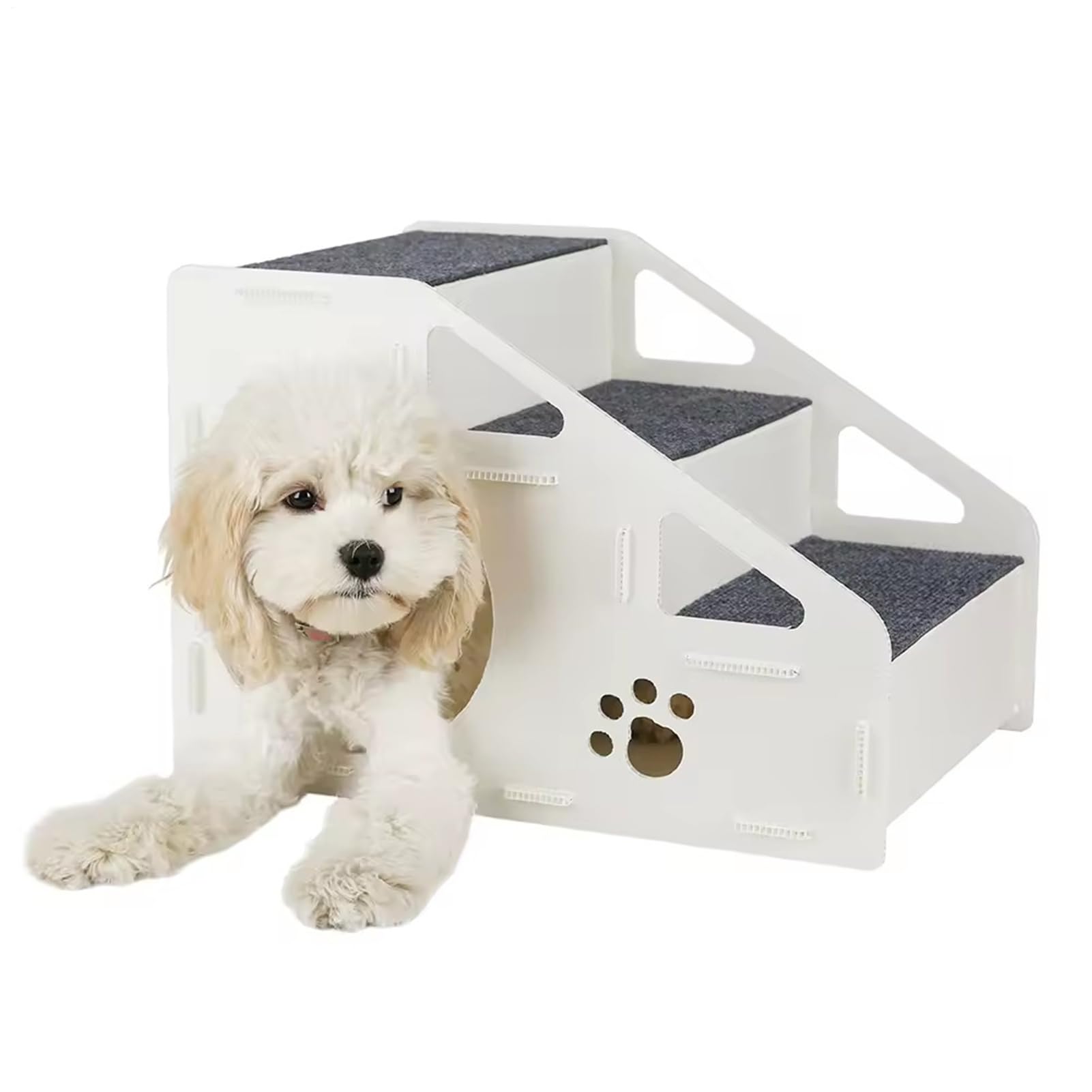 Pet Stairs,上滑り打ち切り愛玩動物ステップス 手あそび | 4段小型犬用棲み家型傾斜面 - 高め臥榻 寝いす用 小型犬 中型犬 大型犬 猫用