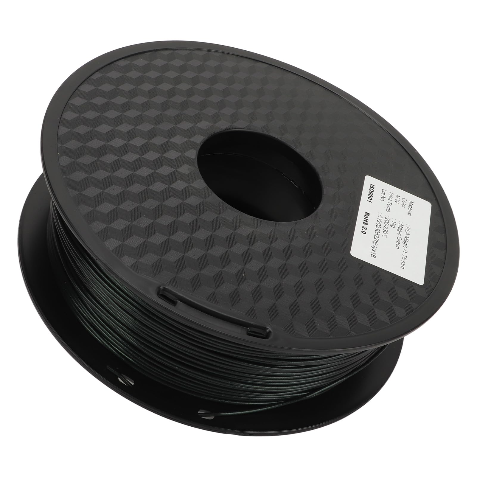 1.75 mm PLA フィラメント グリーン カラー、光沢仕上げの 3D 印刷材料、滑らかな印刷のための高粘着プリンター消耗品、安定した供給と広い作業範囲 30 ~ 90 mm/s、C|LIFE QUEST